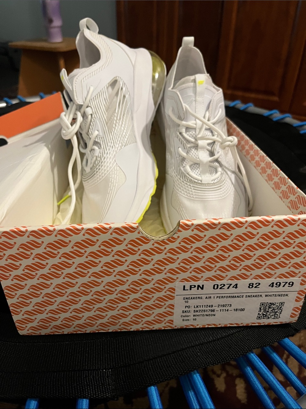 Fabletics White Athletic Sneakers with Neon Yellow Accent